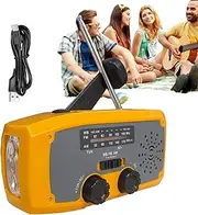 Hand Crank Radio - Battery Powered Radio Solar Hand Crank Charger | Hand Crank Flashlight, Hand Crank Weather Radio for Outages, Outdoor Adventures, Charges Smartphone