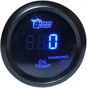 E Support 52mm Black Car Motor Digital Blue LED Light Oil Temp Temperature Gauge Meter