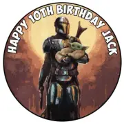 The Mandalorian BABY YODA GROGU Edible Cake Topper Rice Wafer Paper PERSONALISED