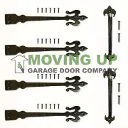Garage Door Decorative Fleur De Lis Kit 16" Hinges Handles Cast Iron + Hardware