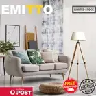 Emitto Tripod Wooden Floor Lamp Shaded Reading Light Adjustable Lounge Decor