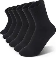 [TikMox] Athletic Running Socks with Arch Compression, Cotton Cushioned Crew Socks for a Secure Fit, White & Black