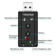 Usb 2.0 Audio Sound Card External Adapter 3d Virtual OS Win7 8 Ch 7.1 Linux
