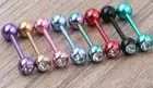 1-8x Gem Anodized Colored Tongue Bar Earing Scaffold Industrial Piercing Jewelry