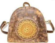 [PRERNA] Leather Back Pack, Hand Crafted and Color with Sholder Strap for Woman Vintage Finish