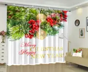 3D Green Leaf Fruit O19 Christmas Photo Curtain Printing Fabric Window An