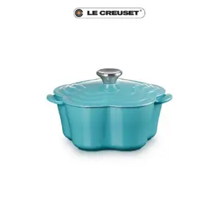 【Le Creuset】琺瑯鑄鐵鍋山茶花鍋20cm(土耳其藍-鋼頭-內鍋黑)