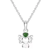 Girls 925 Sterling Silver MAY Birthstone ANGEL Pendant/Necklace