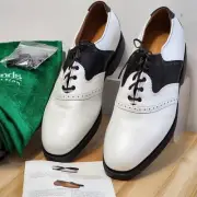 ALLEN EDMONDS "LINWOOD" B & W GOLF SHOES 12-D NIB w/Accs Removable Ortho Insoles