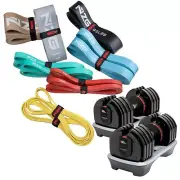 NonZero Gravity PowerDyne 80lbs Adjustable Dumbbells & 11-Pack Resistance Bands