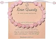 [Fuqimanman2020] Natural Stone Healing Crystal Bracelets With Matching Card, Anti-Anxiety Yoga Beads Bracelets for Women