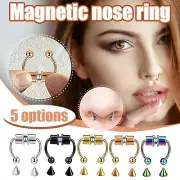 Magnetic False Nose Ring Titanium Steel Non-Perforated Nose Rings Set for Girls