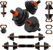 4-In-1 Adjustable Dumbbell Set - Dumbbells, Barbells, Kettlebells, Push-Up Stand