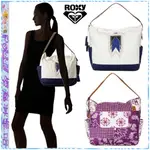 ☆POLLY媽☆ROXY LOCAL SHOULDER BAG藍白色、紫色民族風圖騰帆布大肩背包38×36×底13CM