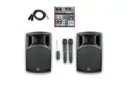 E-Lektron KSM-Q30 Karaoke Set 2 X 12" inch Active Bluetooth Speakers Audio Mixer Microphones
