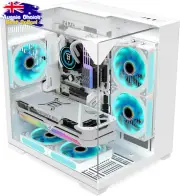 T03 ITX Mini Tower PC Case White 3-Sided Glass Compact 240mm Rad Support