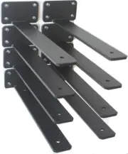 8 Pack - 10 inch Black Hidden L Shelf Bracket (1/5 Inch 10 Inch,