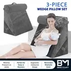 Wedge Pillow Headrest Leg Raiser Set Memory Foam Neck Back Support Cushion Grey