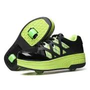 Nevenka Kids Roller Skate Shoes with Double Wheels for Girls and Boys-Green