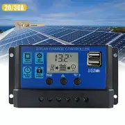 Solar Controller 12V/24V Regulator PWM Solar Battery Charger System LCD USB