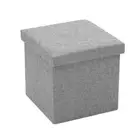 Box Sweden Grey Ottoman Storage Cube 38x36cm Faux Linen Stool/Home Organiser