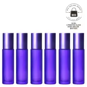 10ML Purple Glass Roller Bottles with Stainless Steel Ball and Metal Cap - 6PCS