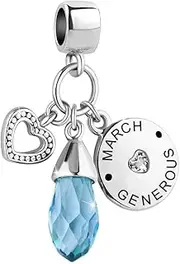 [GMXLin] Birthstone Birthday Charms Teardrop Love Heart Dangle Bead Compatible with Pandora Charms Bracelets