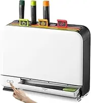 Smart Knife Cutting Board with Drying Holder Organizer, 3 Color Coded Chopping Boards, 3 Knives, 2 Peelers, 1 Scissors, Smart Home Gadgets for Easy Cleaning