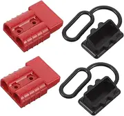 50A Power Connector with Protective Cover Double Pole Quick Connect Disconnect for Winches Trailers and Forklifts Red