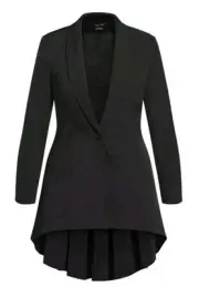 City Chic Xs Jacket Sweet Longline Black Hi Lo Plus Size 14