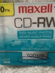 Maxell CD RW Discs 700MB 80min 4x Sealed 10 Pack Brand New