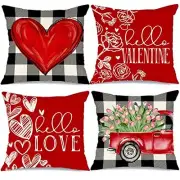 Valentines Pillow Covers 18 x 18 Set of 4 18" x 18" (Pack of 4) Multicolor