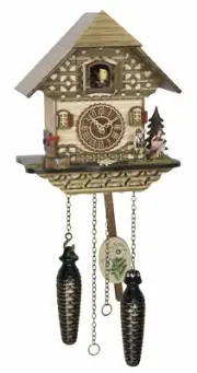 Quartz Cuckoo Clock Black forest house with music TU 4244 QM NEW