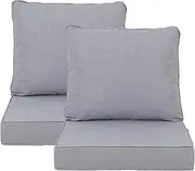 PERFECT GARDEN Outdoor Deep Seat Cushions 24x24 Inch(Set of 2), Waterproof & Fade Resistant Patio Cushions with Removable Cover, Adjustable Straps & Handle for Outdoor Furniture Sofa, Chair, Couch