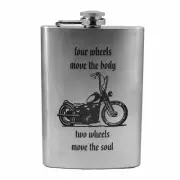 8oz Two Wheels Move the Soul Stainless Steel Flask