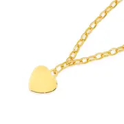 9ct Gold 19cm Solid Belcher Heart Charm Bracelet