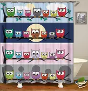 Cute Multi Colored Owls Shower Curtain