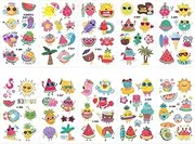 10 Sheets Summer Fun Temporary Tattoos for Kids Glitter Watermelon Fruits Beach Theme Waterproof