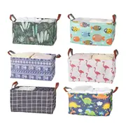 2pcs Foldable Cotton Linen Storage Baskets Home Organizer Box Office Supplies