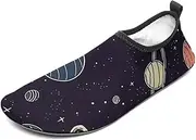 [BTCOWZRV] Water Shoes for Women Men Space Planet Pattern Water Sports Shoes Slip-on Breathable Lightweight Athletic Aqua Sock