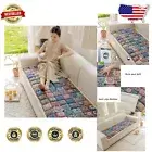 Boho Cotton Sofa Cover for 3 Cushion Couch – Non-Slip Pet Protector in Blue
