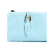 Short Purses Vintage PU Leather Lady Women Wallet Hand Bag(Sky Blue)