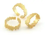Minimalist Band Ring Adjustable Antique Matte Gold plated Brass 7-10 US 3957