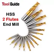 2 Flutes End Mill Cutter M2 HSS Titanium Coated CNC Milling Machine 2-25mm Lathe