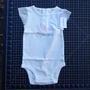 Girls Carters Foil Unicorn Flutter Ivory Bodysuit 9 month 9m NWT New Cap Sleeve