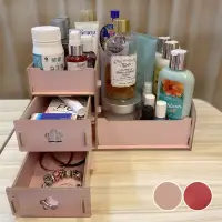 在飛比找PChome24h購物優惠-【逛逛市集】桌上型DIY木質收納置物架 粉色 化妝盒 收納盒