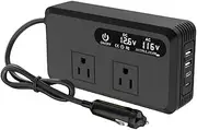 200W Car Power Inverter DC 12V to AC 110V 2 USB 2 Type-C Port Auto Converter