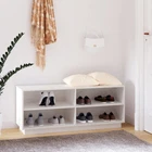 NNEVL Shoe Cabinet White 110x34x45 cm Solid Wood Pine