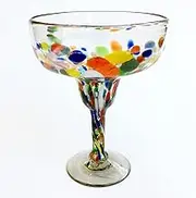 MexHandcraft Clear & Confetti Large 14 oz Margarita Glasses (set of 4), Recycled Glass, Lead-free, Toxin-Free