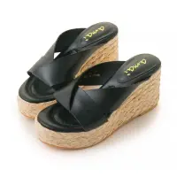 在飛比找momo購物網優惠-【amai】日系草編厚底楔型涼鞋 楔型拖鞋 坡跟涼鞋 高跟涼